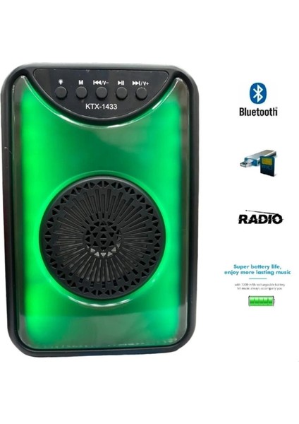 KTX-1433 Rgb Işıklı 4 Inç Fm Radyo Bluetooth USB Kablosuz Hoparlör modelleri