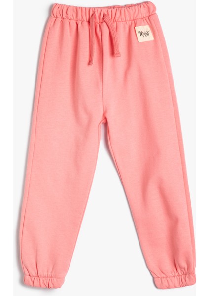 Basic Jogger Eşofman Altı Aplike Detaylı Beli Bağlamalı Pamuklu