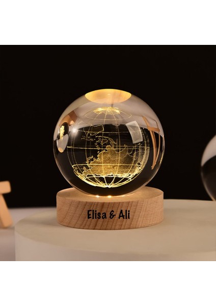 Işıklı Ahşap Kaideli Dünya Cam Küre 8cm*6cm fiyatları