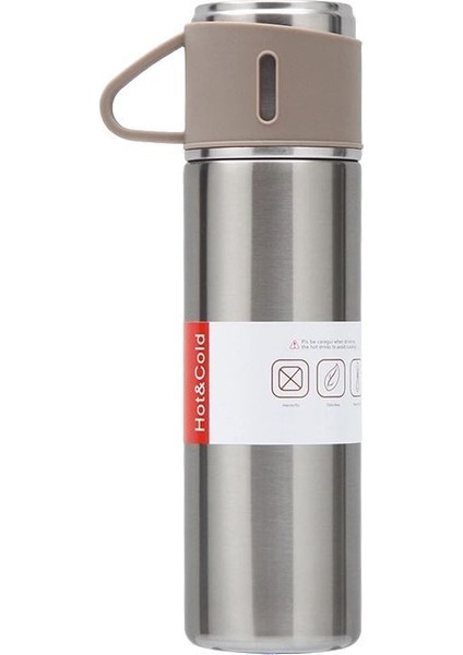 304 L Çelik Bej 500 ml Bardaklı Kahve Termos Mug CIN408BJ