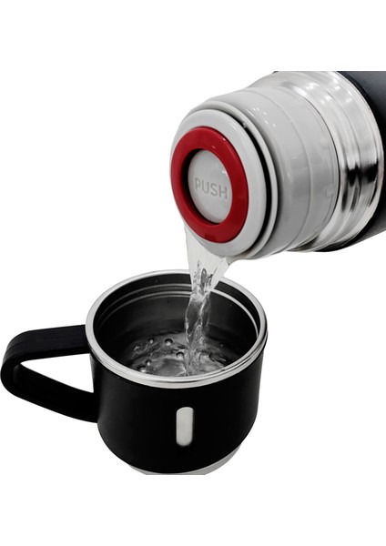 304 L Çelik Bej 500 ml Bardaklı Kahve Termos Mug CIN408BJ
