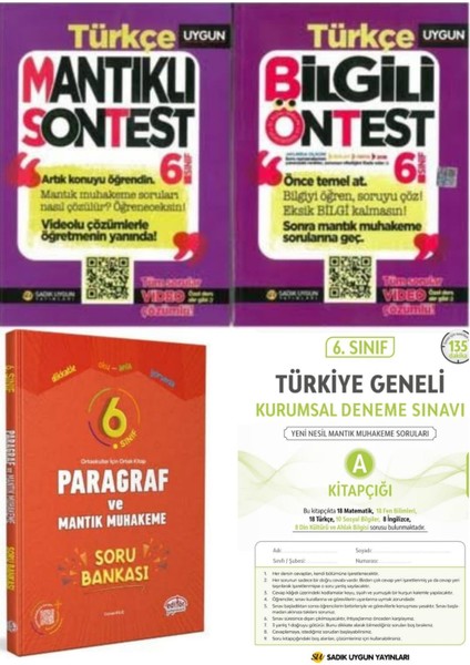 6. Sınıf Bilgili Ön Test - Mantıklı Son Test - Paragraf Soru Bankası – Kurumsal Deneme Sınavı