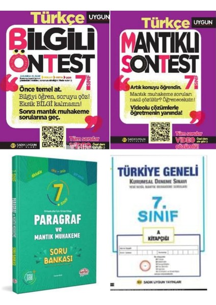 7. Sınıf Bilgili Ön Test - Mantıklı Son Test - Paragraf Soru Bankası – Kurumsal Deneme Sınavı