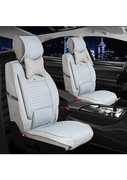 volkswagen Passat B5 Uyumlu Ön Arka 5 Li Set Lotus Serisi Oto Koltuk Kılıfı Açık Gri Renk