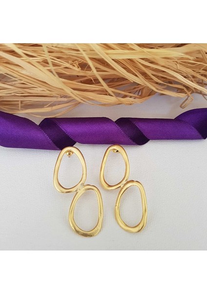 Kadın Ikili Halka Gold Küpe