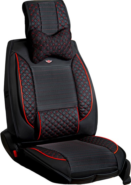 Audi E-Tron Uyumlu Ön Arka 5 Li Set Yarı Deri Lotus Serisi Oto Koltuk Kılıfı Siyah Kırmızı Renk fırsatları