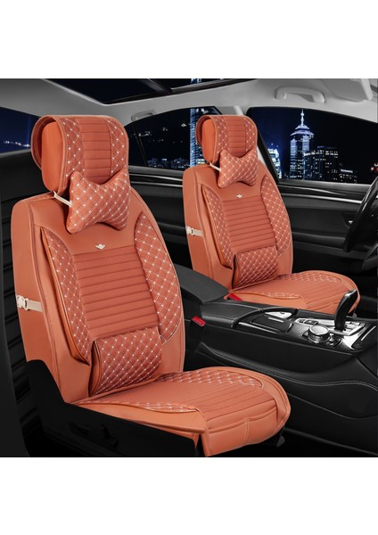 Bmw X5 Uyumlu Ön Arka 5 Li Set Yarı Deri Lotus Serisi Oto Koltuk Kılıfı Tarçın Renk