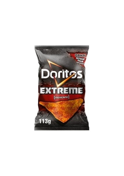 ( 2 Adet  ) Doritos Extreme Mexicano Acı Baharatlı Mısır Cipsi Süper Boy 113 gr