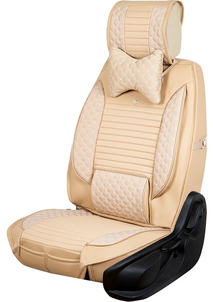 renault Megane 3 Uyumlu Ön Arka 5 Li Set Yarı Deri Lotus Serisi Oto Koltuk Kılıfı Bej Renk fırsatları