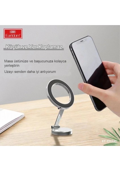 Earldom EH230 360 Derece Ayarlanabilen Yapışkanlı Manyetik Magsafe Araç Tutucu - Siyah