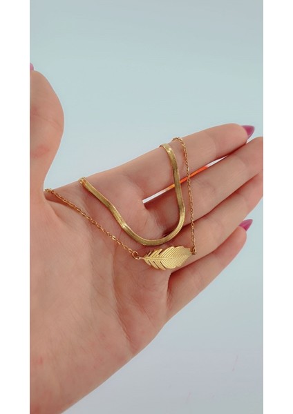 Kadın Italyan Model Yaprak Çelik Bileklik Gold fırsatları