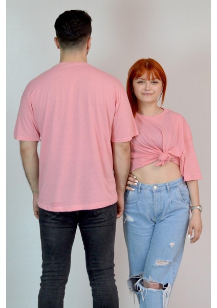 Bisiklet Yaka Oversize Unisex Düz T-Shirt