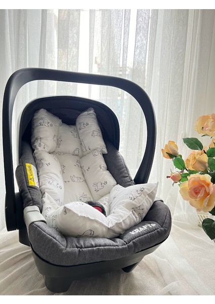 Bebek %100 Pamuk Poplin Puset Minderi_ Tavşan Desenli