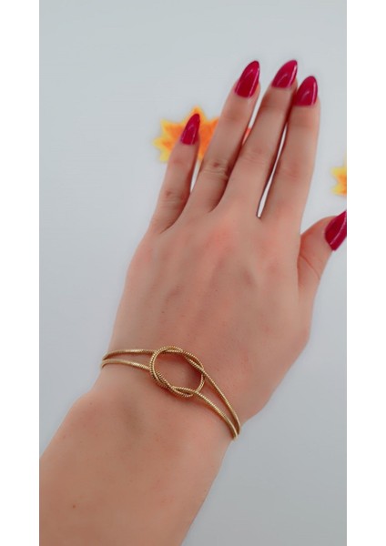 Kadın Büğüm Desenli Çelik Bileklik