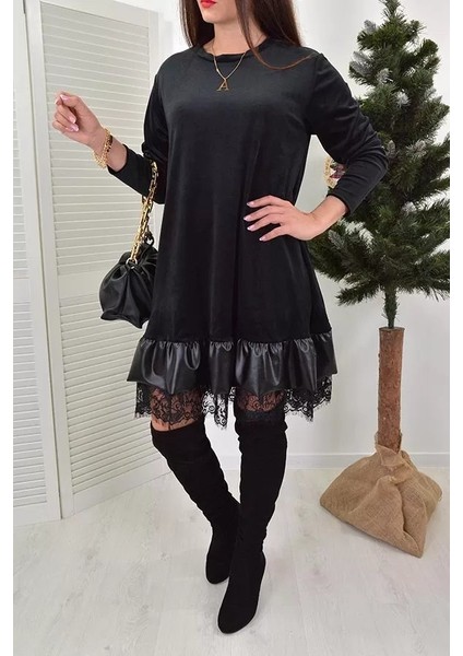 Kadın Uzun Kollu Bisiklet Yaka Iki Iplik Mini Boy Elbise fırsatları