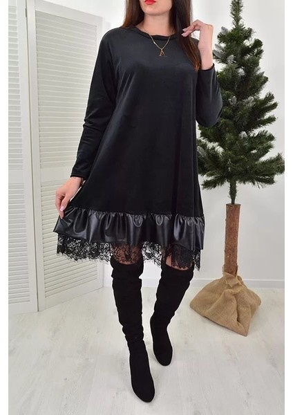 Kadın Uzun Kollu Bisiklet Yaka Iki Iplik Mini Boy Elbise indirimleri