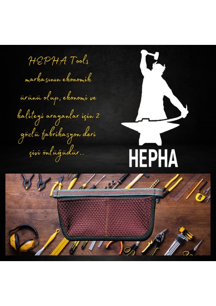 'HEPHA Tools' Ekonomik 2 Göz Fabrikasyon Deri Çivi Önlüğü (Ta-05)