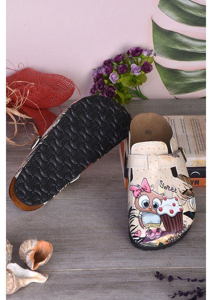 8011 Tatlı Baykuşlar Desenli Sabo Terlik