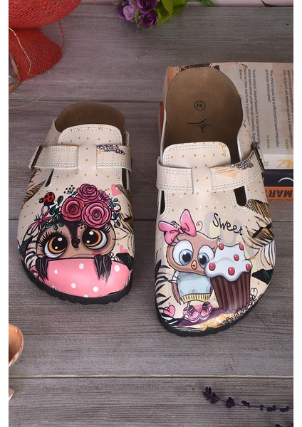 8011 Tatlı Baykuşlar Desenli Sabo Terlik fırsatları