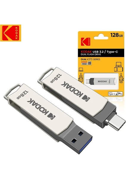 128Gb.K273 Type-C ve USB 3.2 Type-C Girişli Tüm Cihazlara İphone 15 Serisine Uygun Yüksek Hızlı Usb Otg Flash Bellek Çift Giriş Metal Sağlam Orjinal