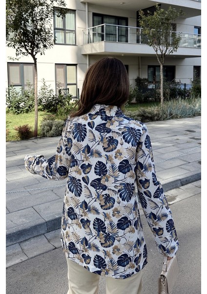 Kadın Mavi Desenli, Uzun Kol, Düğme Kapamalı, Kruvaze Ceket indirimleri