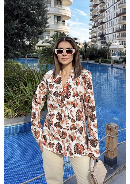 Kadın Kiremit Desenli, Uzun Kol, Düğme Kapamalı, Kruvaze Ceket fiyatları
