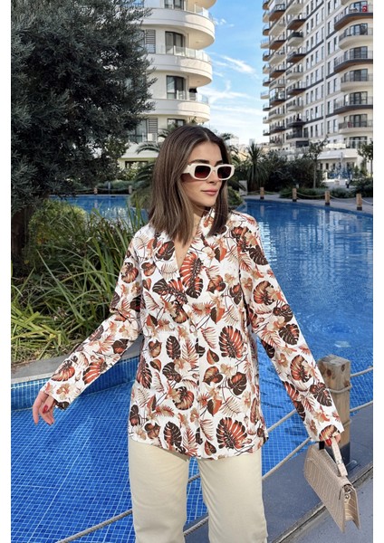 Kadın Kiremit Desenli, Uzun Kol, Düğme Kapamalı, Kruvaze Ceket indirimleri