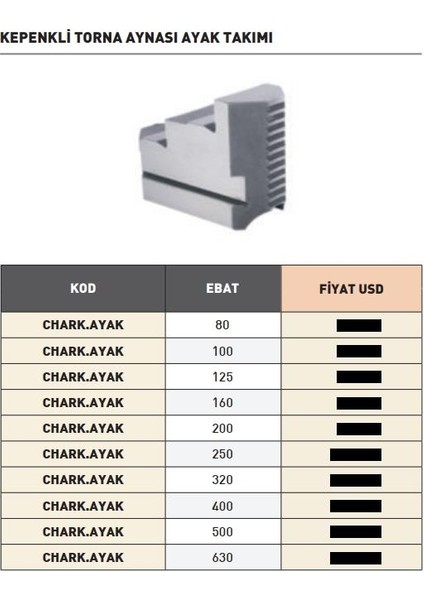 200MM Harvest Kepenkli Torna Aynası Ayak Takımı