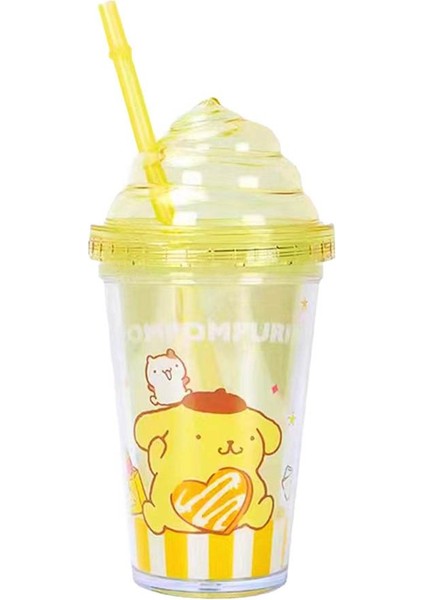 Sanrio Lisanslı Pipetli Plastik Şişe (320ML) - Sarı
