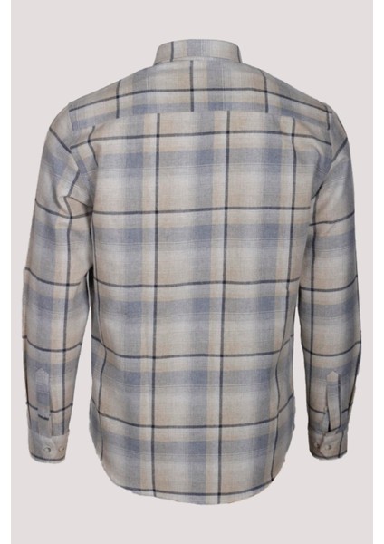Erkek Gömlek Bej Uzun Kol Ekose Kareli Flanel Yün Tuşeli Slim Fit Düğmeli Yaka Shirt Ncs Jeans 7269 indirimleri