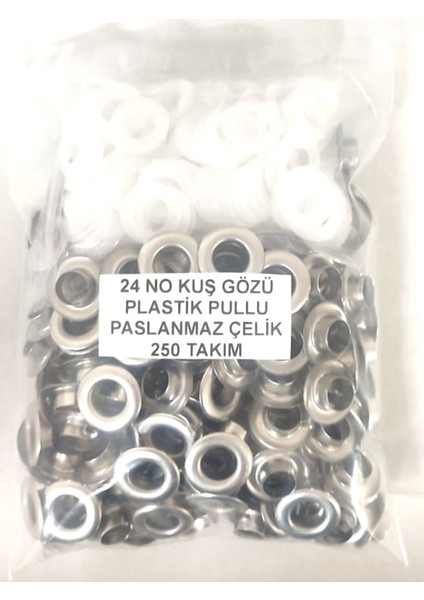 Kuş Gözü-24 No-Paslanmaz Çelik-Plastik PULLU-250 Takım fırsatları