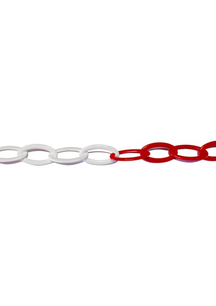 Plastik Zincir 6 mm Kırmızı-Beyaz 25 M