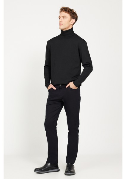 ALTINYILDIZ CLASSICS Erkek Siyah Slim Fit Dar Kesim 5 Cep Pamuklu Esnek Pantolon