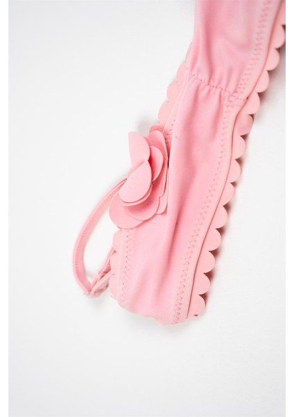 Kız Çocuk Pembe Çiçek Detaylı Bikini Takımı modelleri