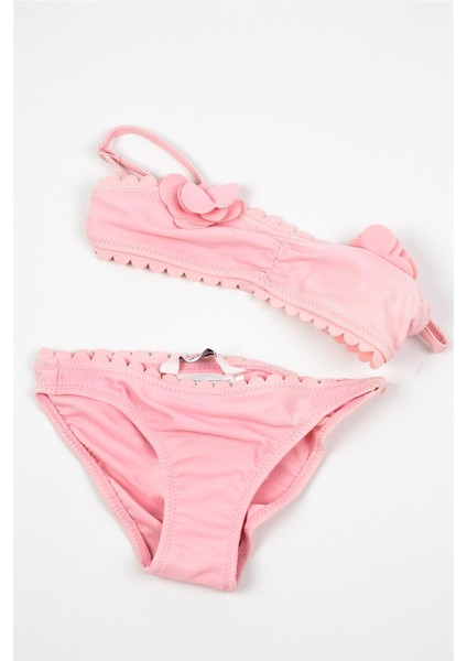 Kız Çocuk Pembe Çiçek Detaylı Bikini Takımı fırsatları