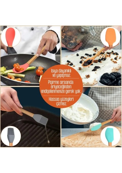 5 Parça Mini Silikon Spatula Kaşık Fırça Seti