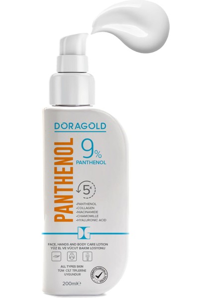 Panthenol Yüz El ve Vücut Bakım Losyonu %9 Panthenol Nemlendirici Krem 200 ml