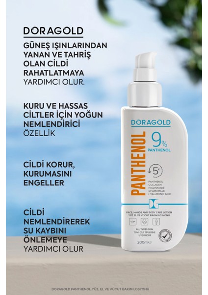 Panthenol Yüz El ve Vücut Bakım Losyonu %9 Panthenol Nemlendirici Krem 200 ml fiyatları