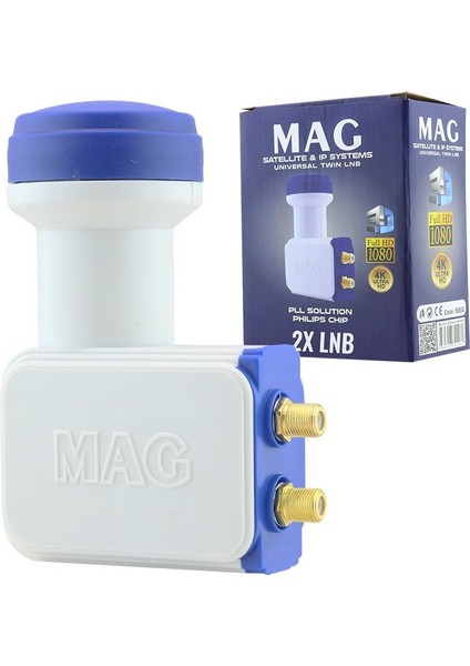 Mag Çiftli Twin Lnb Altın Uçlu Phılıps Chip 0.1db