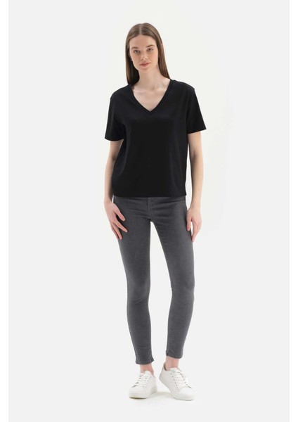 Antrasit Denim Push-Up Tayt