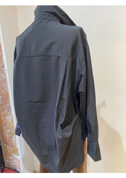 Oversize Gizli Düğme Gömlek