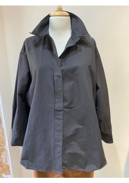 Oversize Gizli Düğme Gömlek