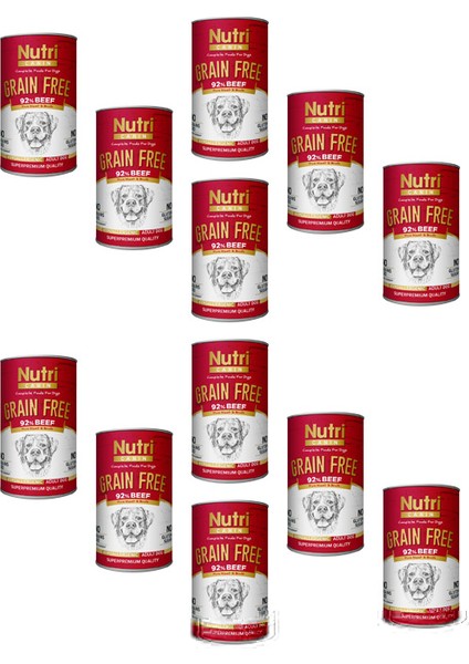 %92 Sığır Etli 400gr Tahılsız Yaş Maması 12 Adet