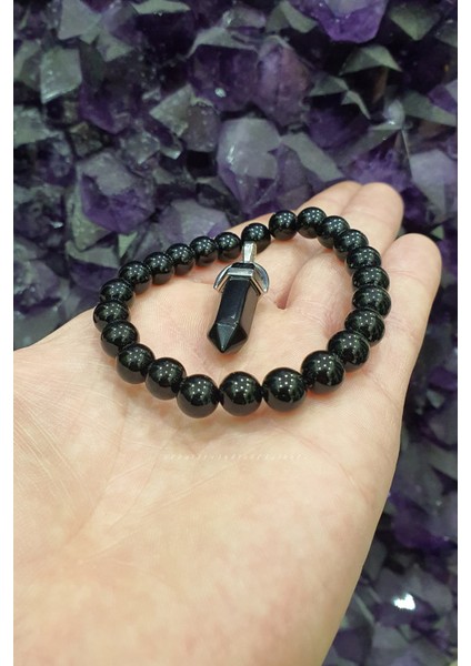 Sertifikalı Oniks Doğal Taş Bileklik Aa Kalite 8 mm ( Onıks Kolye Hediyeli )