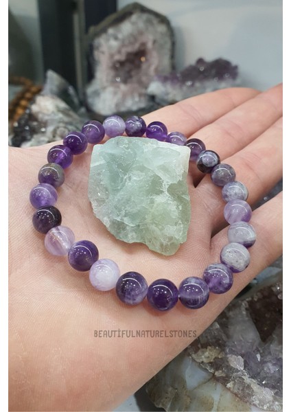 Sertifikalı Ametist Doğal Taş Bileklik Aa Kalite 8 mm ( Florit Taş Hediyeli ) ( Yaşam Sevinçi , Pozitiflik ) fiyatları
