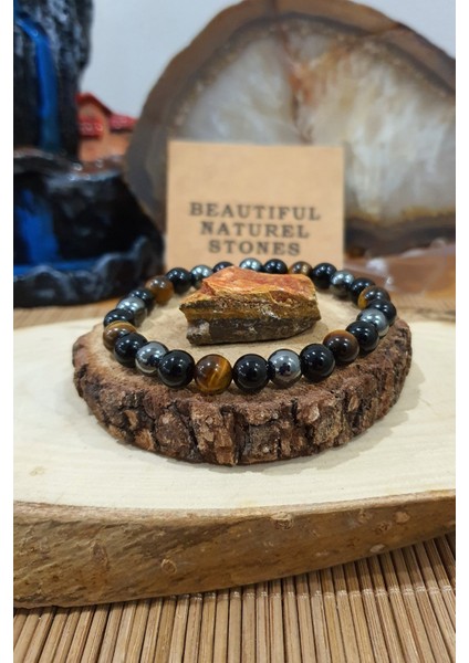 Sertifikalı Kaplan Gözü, Hematit , Obsidyen Doğal Taş Bileklik ( Taş Hediyeli ) (Güç Bilekliği ) Aa Kalite fiyatları
