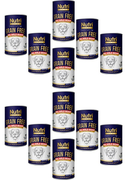%92 Domuz Etli 400gr Tahılsız Yaş Mama 12 Adet