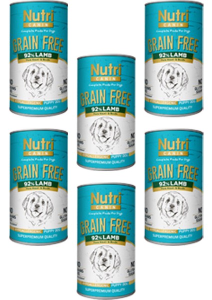 %92 Kuzu Etli 400gr Tahılsız Yavru Köpek Yaş Mam 6 Adet