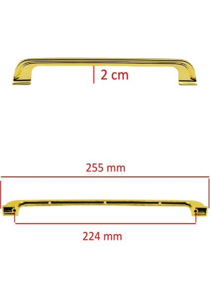 Gold Altın Alperen Mobilya Mutfak Dolabı Çekmece Dolap Kapak Kulpu Düz 224 mm Kulbu Metal Kulp