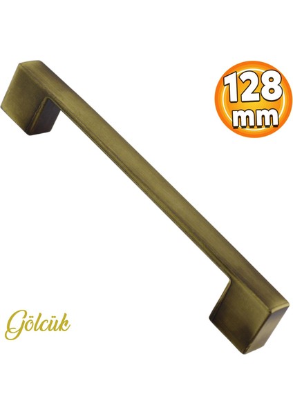 Gölcük Düz (128 mm - 12.8 cm) Metal Antik Sarı Mobilya Mutfak Çekmece Dolabı Dolap Kapak Kulbu Kulpları